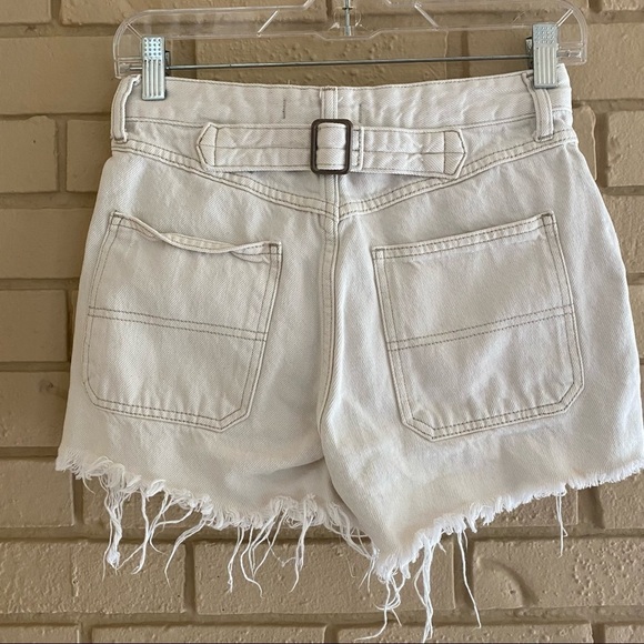 Free People We The Free Jesse Carpenter Button Fly Raw Hem Jean Shorts Size 24 - Picture 5 of 9
